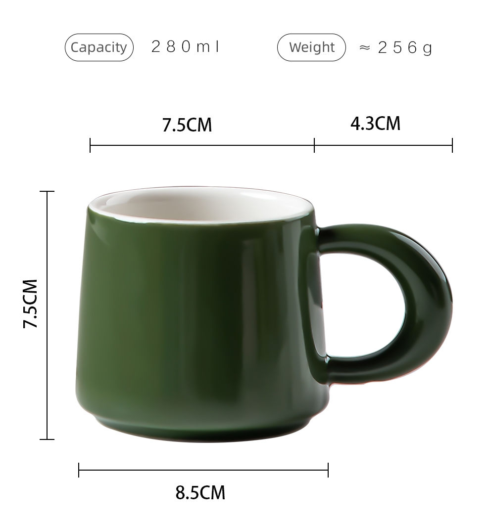 Factory Wholesale Novelty Design 280ml Green Ceramic Coffee Mug For Home Hotel For Porcelain Cappuccino Cup