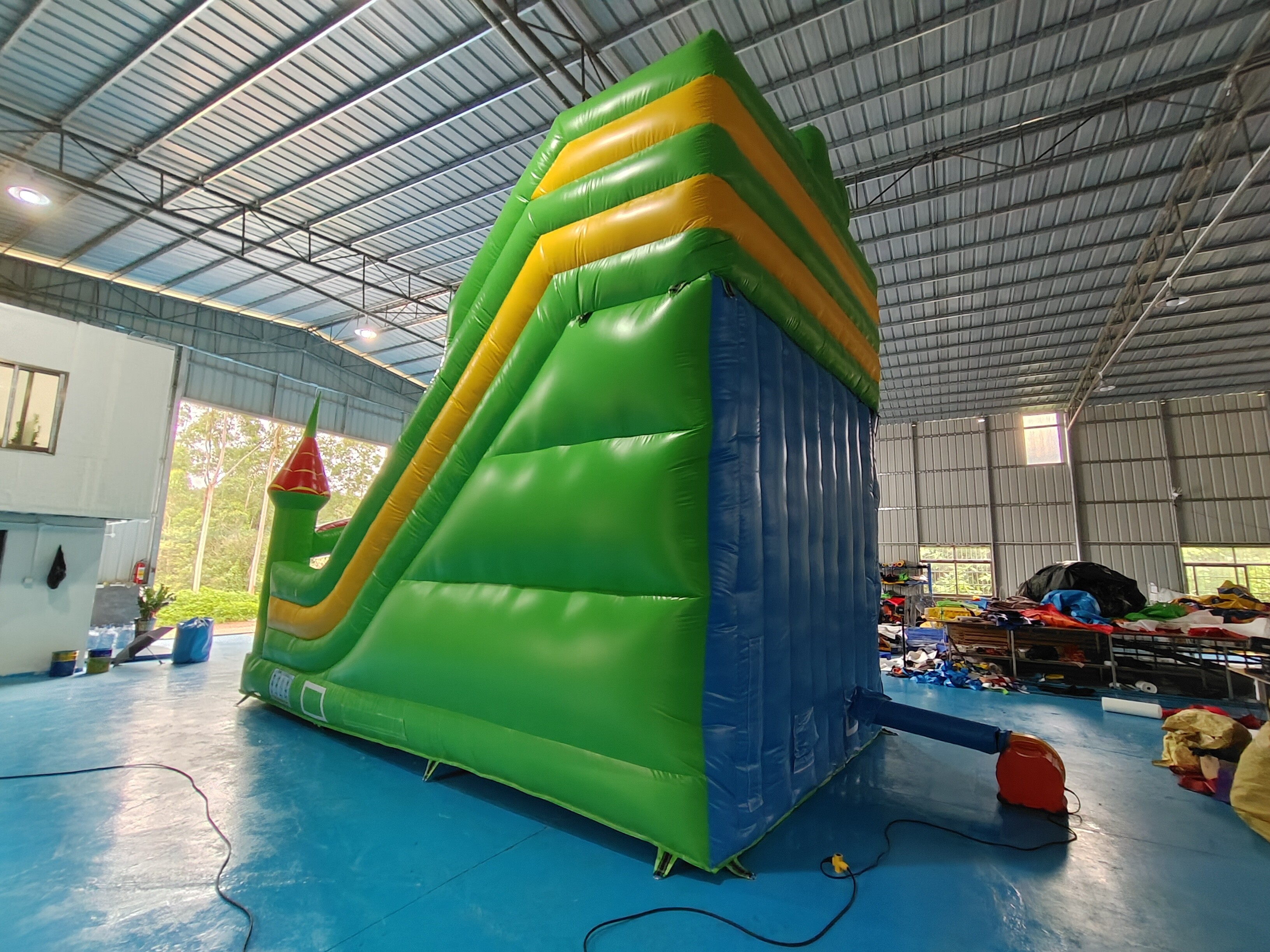 Commercial Grade PVC Inflatable Dry Slide With Pillar Colorful Inflatable Double Slides For Kids