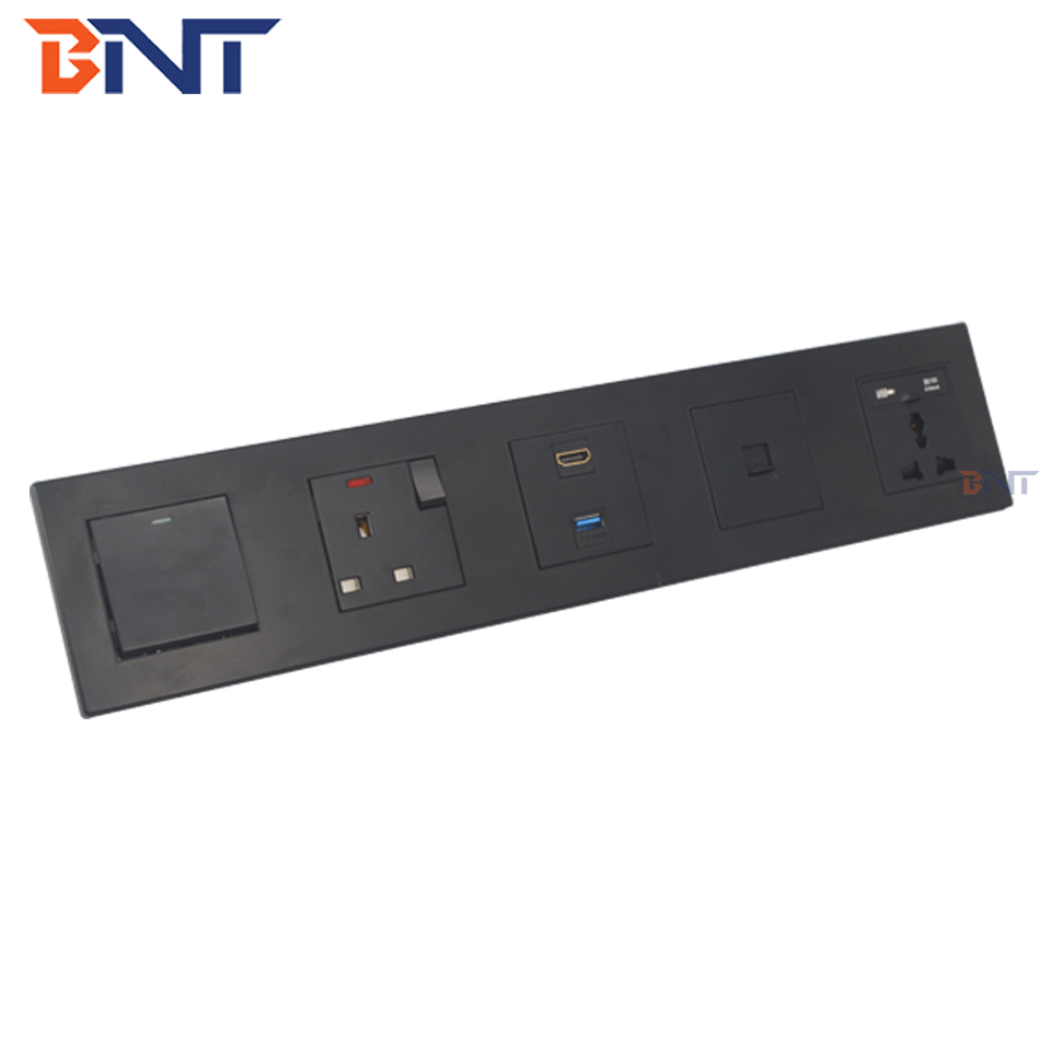 universal plug round corner small aluminum panel desktop power socket /hotel room meida hub panel wall socket