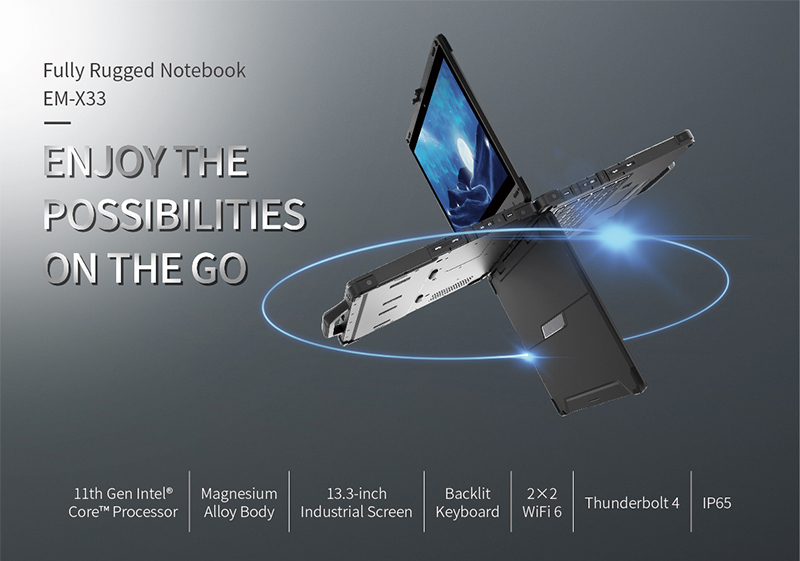 13 Inch Rugged Laptop with Waterproof Design Backlit Keyboard and Fingerprint Recognition