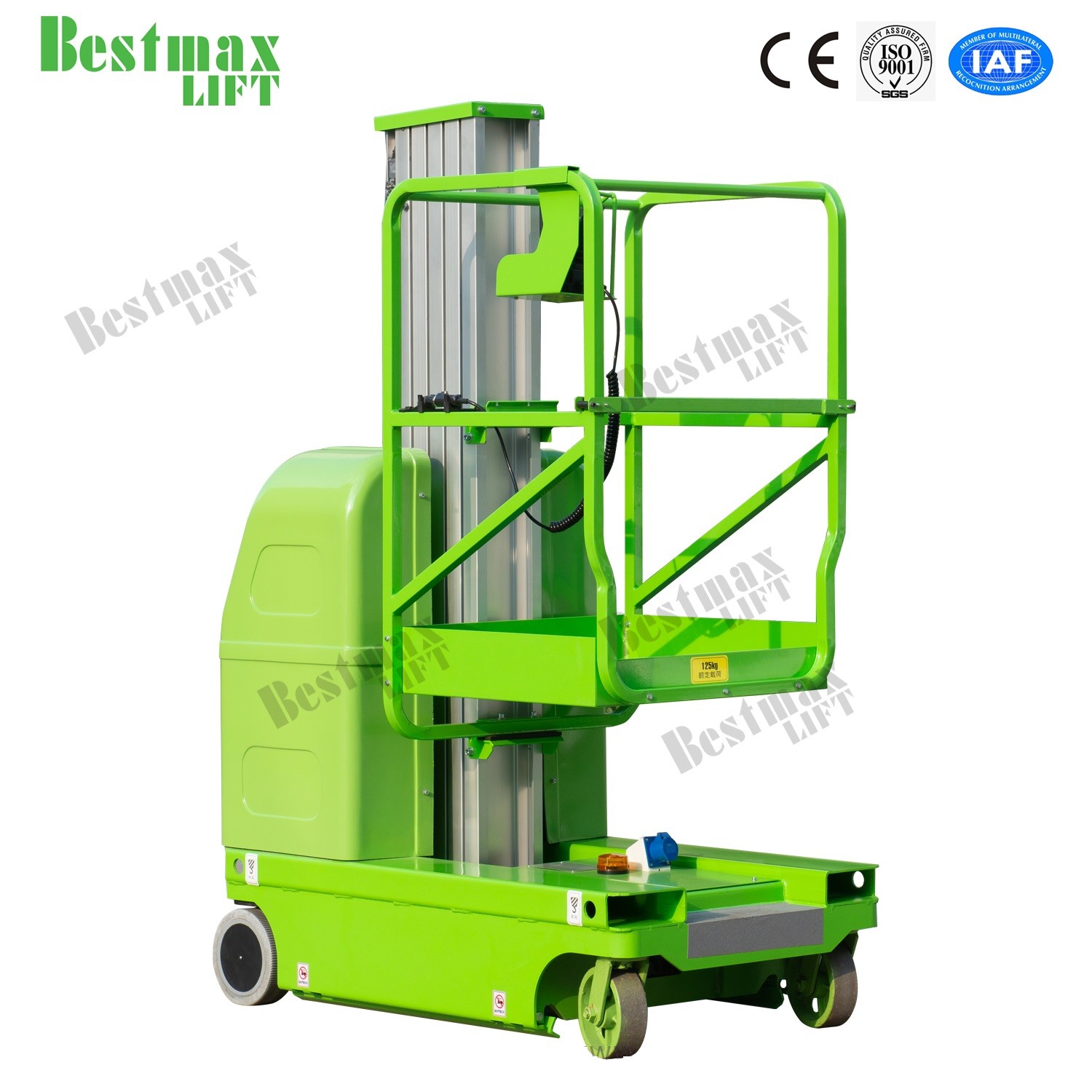 8m Working Height Vertical Lifting Platform , Single Mast Aerial Work Platform