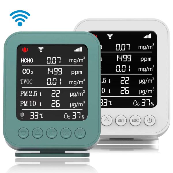 Quality Smart Tuya WiFi Air Quality Monitor Detects CO2/PM2.5/HCHO/TVOC  Temperature Humidity with NDIR Sensor for sale