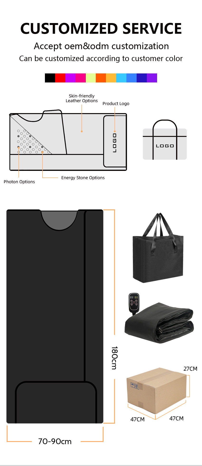 660NM Far Infrared Velcro Sauna Heating Blanket with Hand Controller for Whole Body