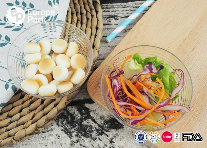 Kitchen 90Ml Clear Disposable Plastic Bowls With Lids Round Shape