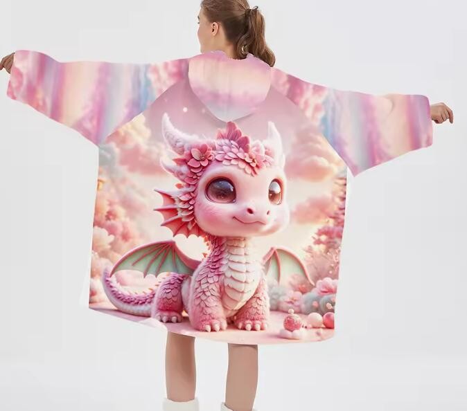 Custom Position Printing Anime Large Fleece Hoodie Blanket Wearable OEM