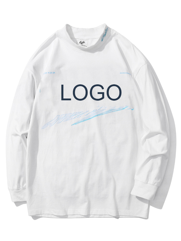 Premium White Stylish Full Sleeve T Shirts For Mens 100% Cotton Custom Logo