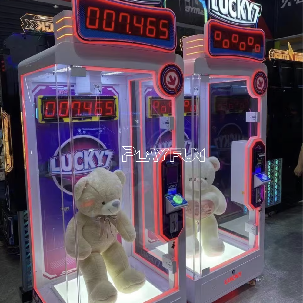 Arcade Coin Operated Game Machine Shopping Mall Lucky 7 Cut Prize Big Dolls Prize Scissors Cutting Game Machine