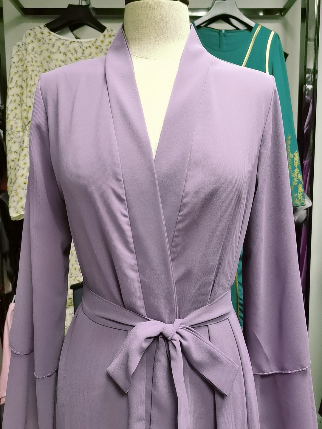 Solid Color Cardigan Soft Elegant Big Size Muslim Long Skirt Chiffon Clothes