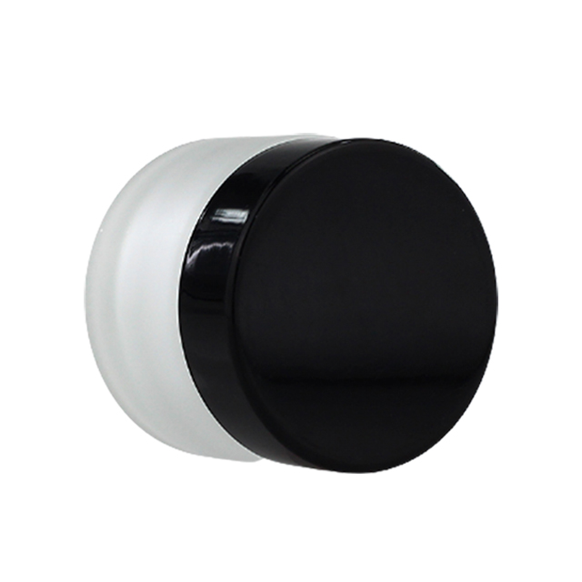 Round 10g 20g 30g Cream Glass Jars Frosted With Black Plastic Cap