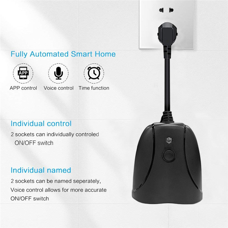Remote Control WIFI Smart Plug Waterproof Wi-Fi Outlet Switch For Alexa / Google Assistant