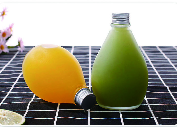 280ml Frosted Glass Bottles For Juice Milk Tea Beverage Aluminum Cap