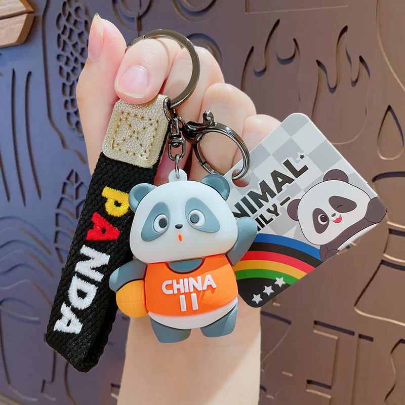 Tastless Design Panda Soft Silicone Cartoon Keychain Charms for Easy and Personalized Gifts