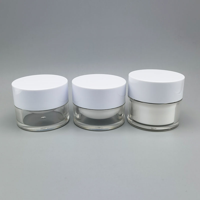 High End 15g 30g 50g Plastic Thick / Double Wall Cream Jar With ABS Cap For Face