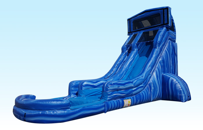 Customized 20FT Deep Blue Inflatable Commercial Water Slides With Separated Pool