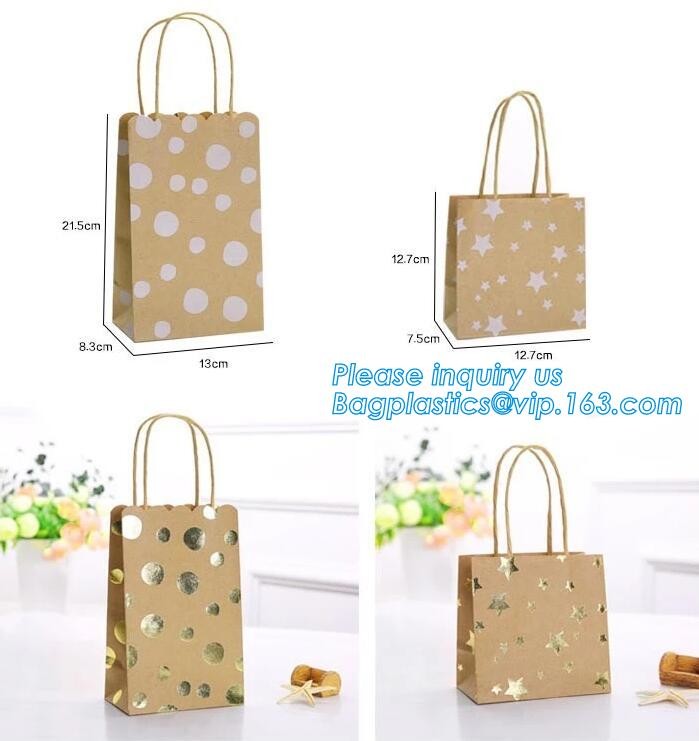 Custom Printed Accept Wholesale Stock White Brown Kraft Paper Shopping Bag With Handle No Minimum, carrier handle bags