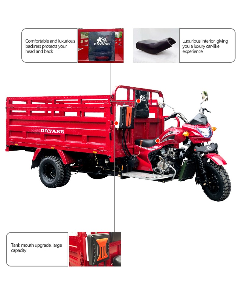 Certified Alibaba Gold 5 Wheels Petrol Motorized Cargo Tricycle with High Payload Capacity