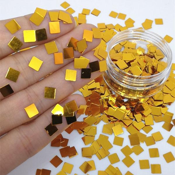 Customized Logo Acceptable 5*5 Golden Square Glitter Sequin Sheet with