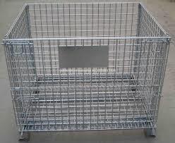 Professional Mesh Storage Cage , Wire Mesh Pallet Cages Hot - Dip Galvanized Finish