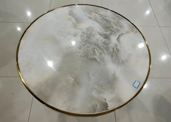 Smooth Hand Feeling 70cm 75cm Wrought Iron Marble Coffee Table