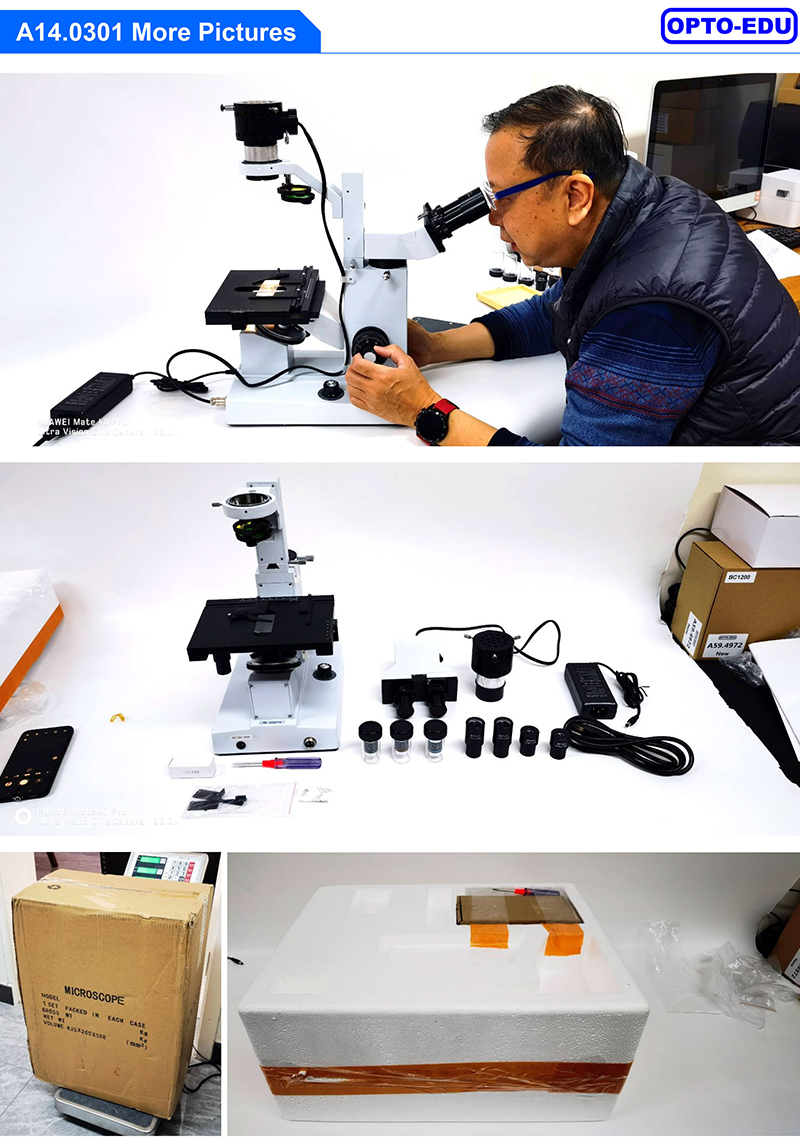 Opto Edu A14.0301 Inverted Optical Microscope Binocular 400x Abbe Condenser 12V 50W