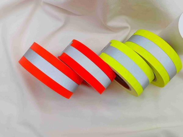 100% Cotton Yellow / Orange Silver Color Flame Retardant Reflective Tape 5*2 CC