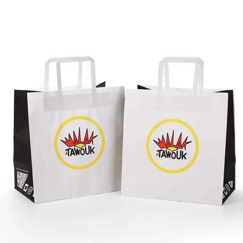 100% Eco-Friendly Recyclable Reinforced Handle Small Gift Craft Paper Bag With Your Own Logo