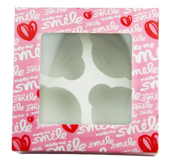 Hot Red Color cupcake box paper box with PET window wholesale in China