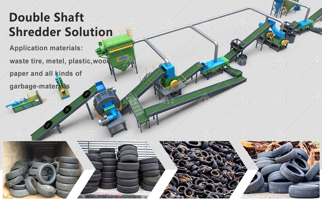 Full Automatic Industrial Tyre Shredder 2T-3T Car Tyre Shredder Recycling