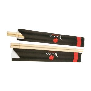 China 23cm Personalized Round Bamboo Chopsticks Paper Wrap Disposable on sale