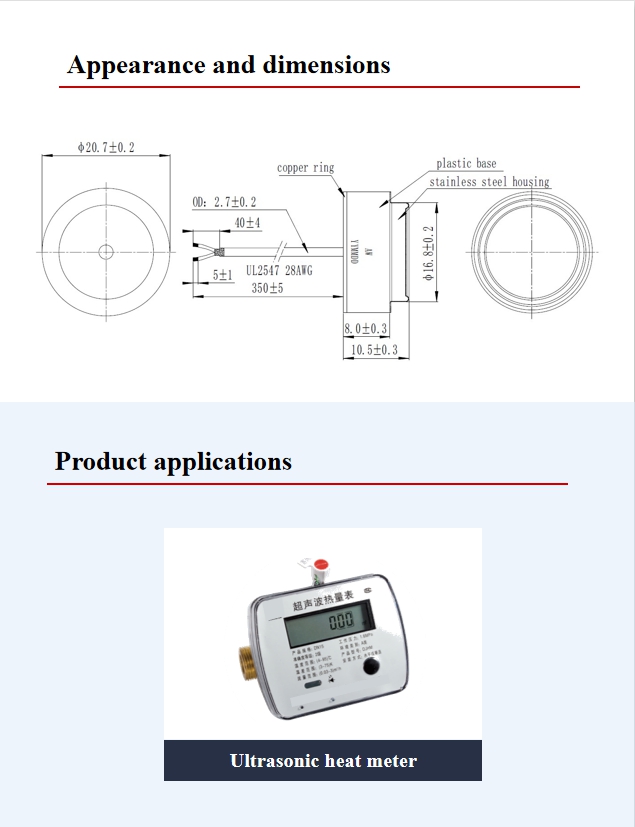 1MHz Piezo Ultrasonic Transducer Stainless Steel Flow Sensor Transducer