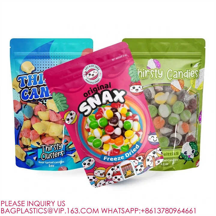 Snack Plastic Packaging Stand-Up Pouch Seal Zipper Food Bag With Tear Aluminum Foil Bag