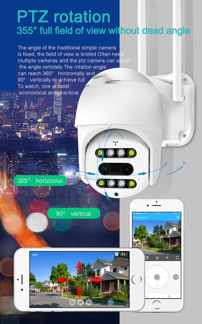 Humanoid Tracking Security PTZ Wireless Camera Dual Lens 1080P Full Color Night Vision