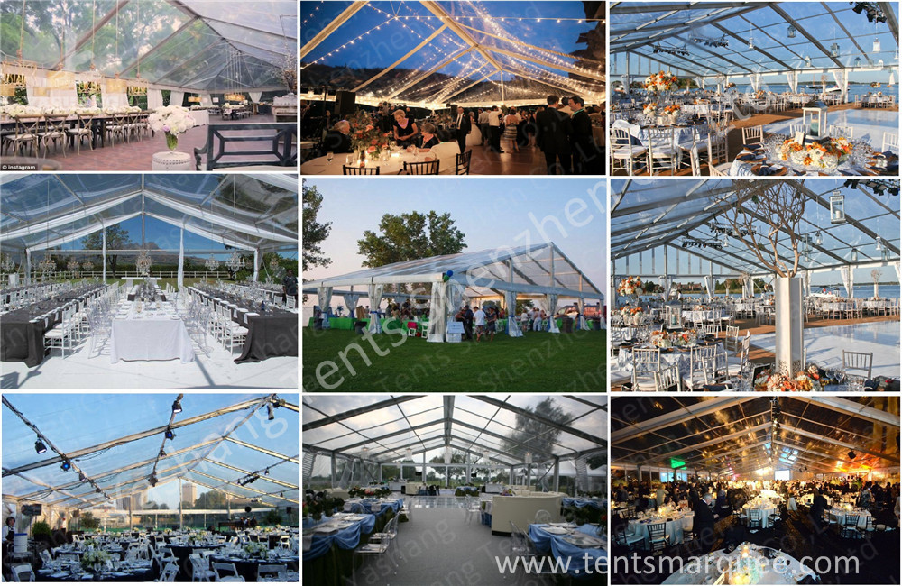 Wind Resistant Transparent Fabric clear event tent Canopy Structure