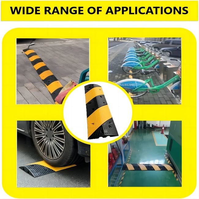 1830x300x58mm Reflective Rubber Speed Hump Heavy Duty Speed Bumps For Traffic Roadway