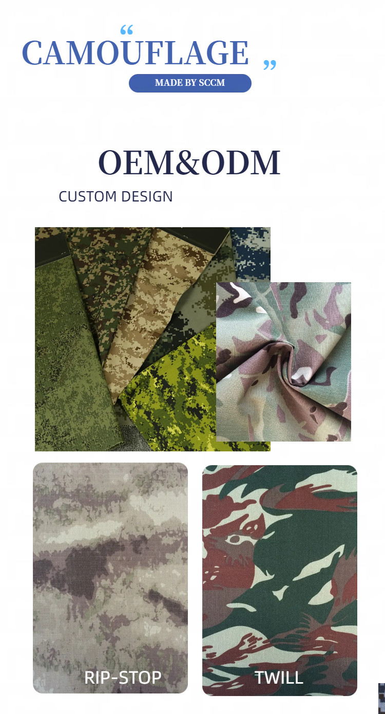 Cotton Twill Woodland Camouflage Fabric Rotary Screen Printing