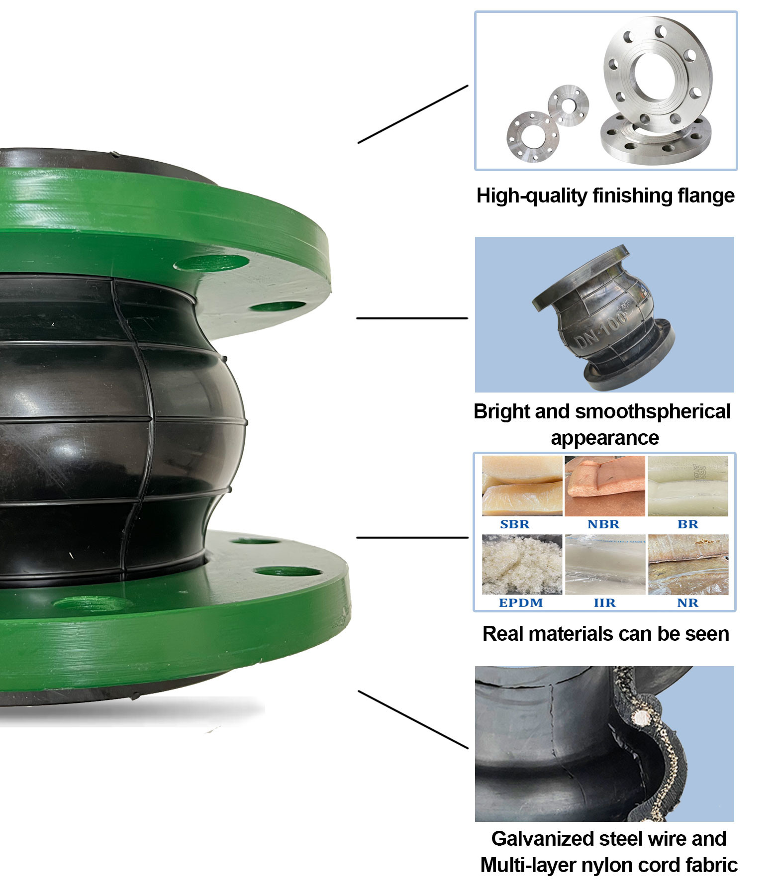 Pressure Rubber Joint With Corrosion Resistance Vibration Damping Nr/Epdm Pn6-Pn40