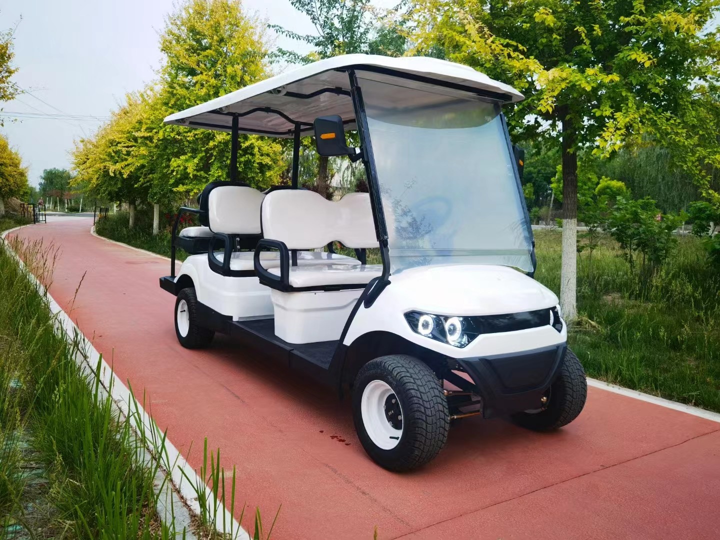 Customized Off Road White 6 Seaters Golf Cart With AC Motor 3.5 KW Lead Acid Battery