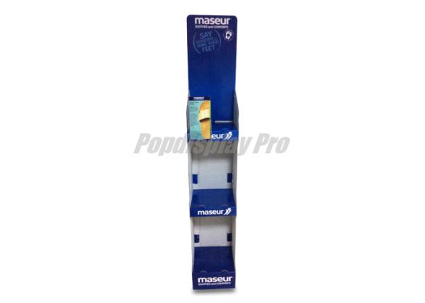 Blue Retail Cardboard Floor Displays 3 Slant Tiers For Holding Massaging