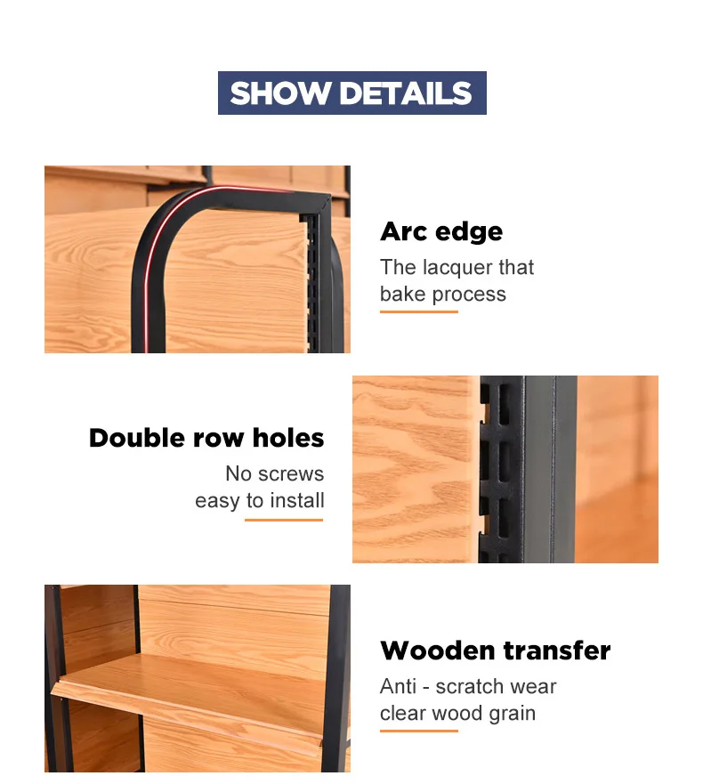 Steel Wood Gondola Shelving Household Multi Storey Living Room Bookshelf