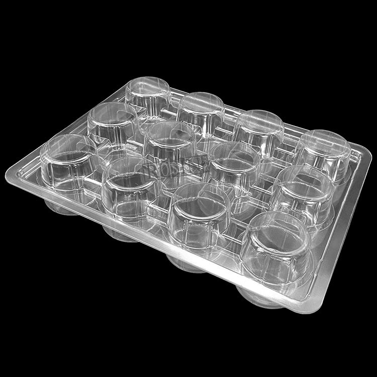 Disposable 12 Hole Clear Mini Cupcake Containers PET Plastic With Snap On Lid