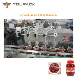 PLC Sauce Packaging Machine Thick Broad Bean Sauce Filling 4 Head Liquid Filling