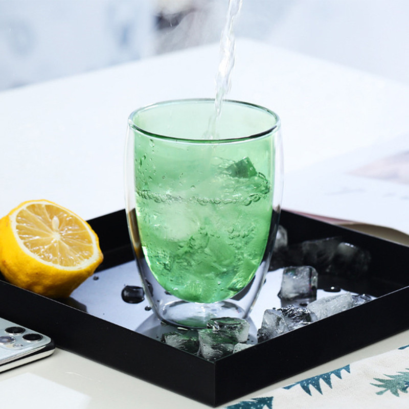 Delicate Pyrex Glass Double Cup Colored For Home Breakfast
