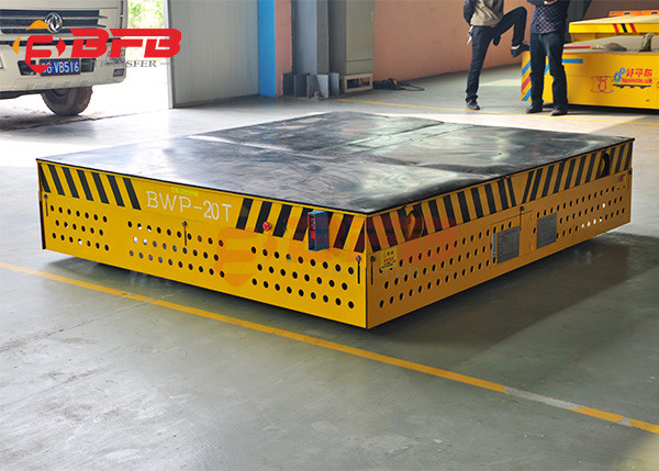 Electric Battery Operated Trackless Trolley Cart On Floor For Workshop Parts Handling