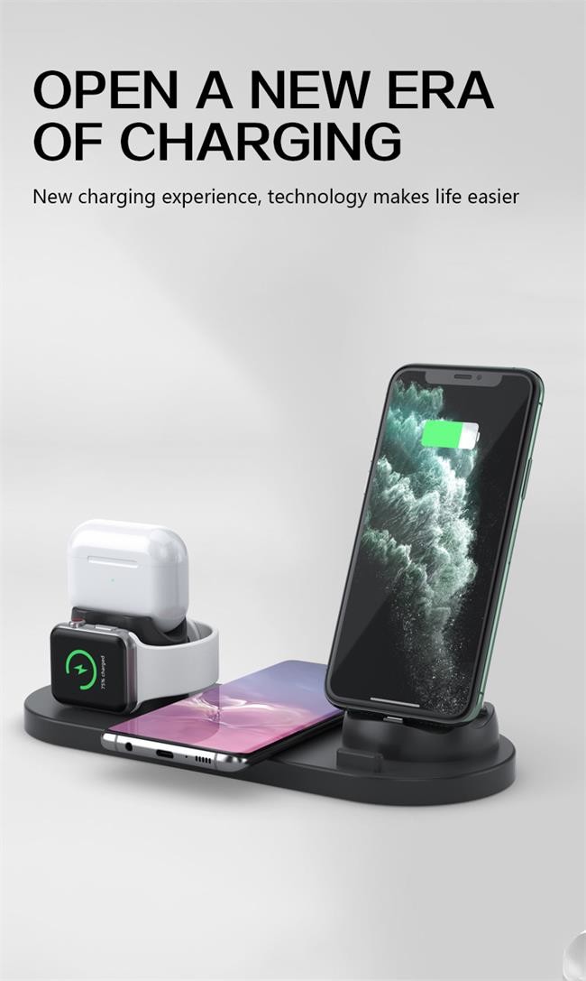 Rotating 6 In 1 Wireless Charging Station 5V 2A Multi Device Charger For Apple IPhone
