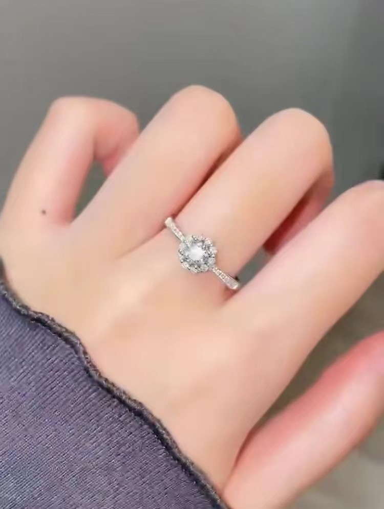 Sunflower Lab Grown Diamond Rings Gift Proposal Engagement Wedding Rings