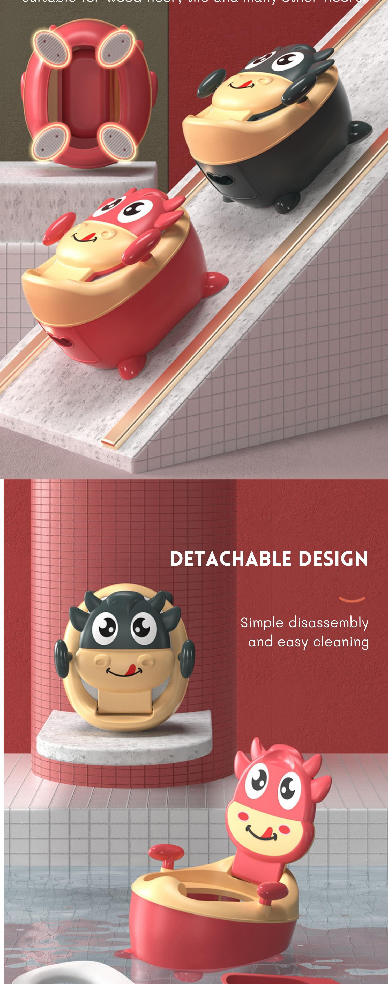 Cow Shape Customized Logo Dark Green Red Potty Training Toilet