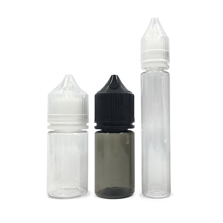Round PET E Liquid Bottle With Childproof Screw Cap Transparent Custom Logo Various Capacities