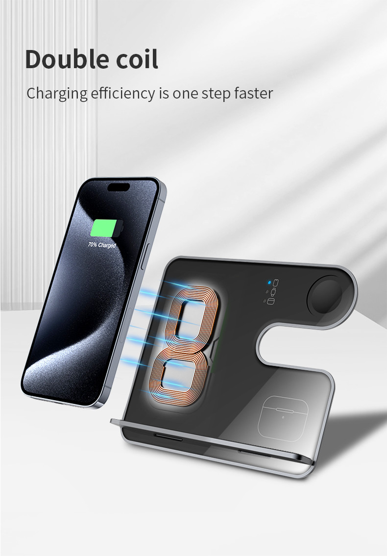 Aluminum Alloy Wireless Charging Pad for IPhone Samsung Overcharge Protection 15W Output