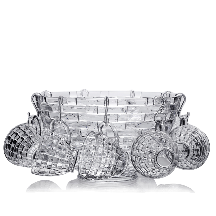 320ml Glass Plates And Bowls Glass Punch Bowl Set With 8 Cups