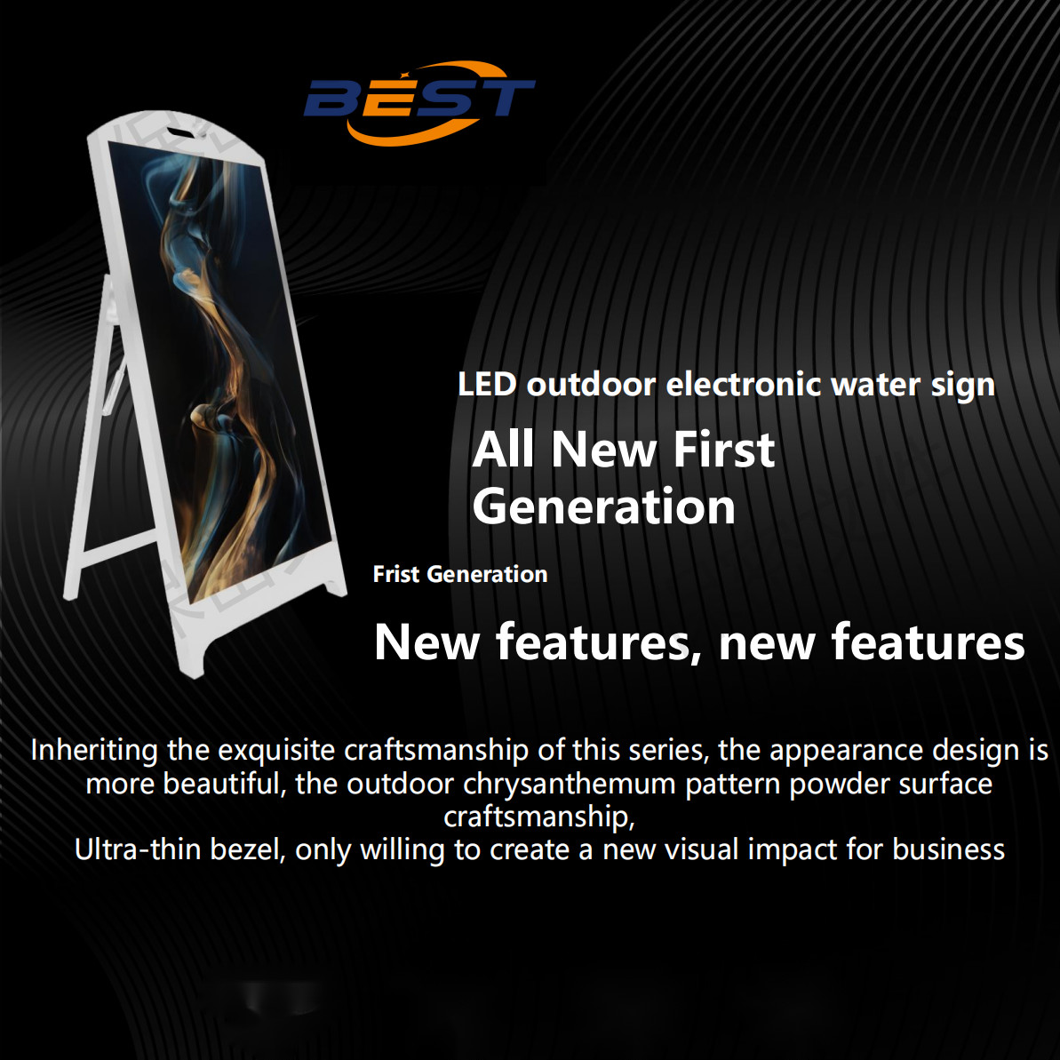 Outdoor Digital Menu Board with Battery 4500Nits IP65 Waterproof & Wide Temperature Range -25℃~55℃